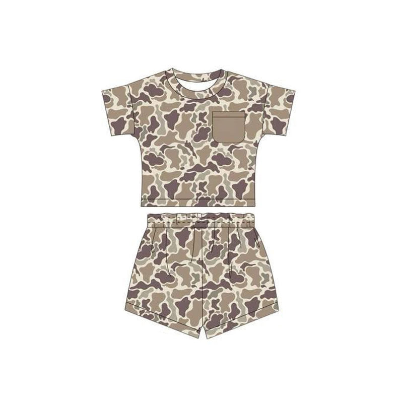no moq BSSO1537 PRE-ORDER baby boys clothes camouflage short sleeve shorts set-2025.5.28
