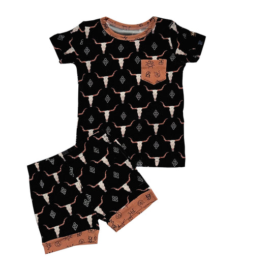 (Pre Order) No moq BSSO1552 PRE-ORDER baby boys clothes cow head short sleeve shorts set-2025.10.1