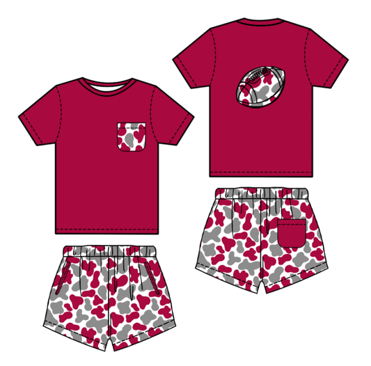 (Pre Order) No moq BSSO1553 PRE-ORDER baby boys clothes team camouflage short sleeve shorts set-2025.10.2
