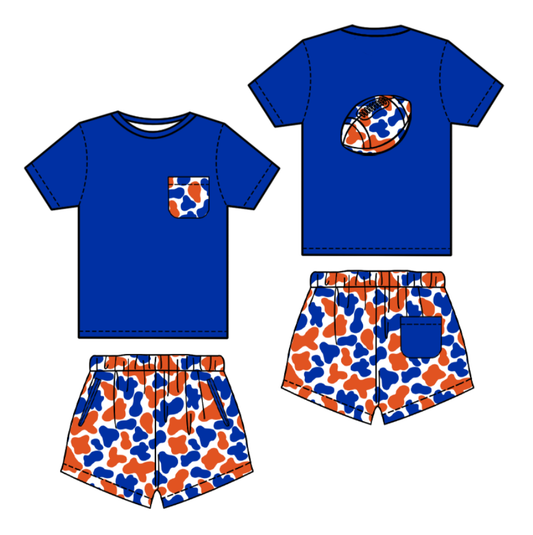 (Pre Order) No moq BSSO1555 PRE-ORDER baby boys clothes team camouflage blue short sleeve shorts set-2025.10.2