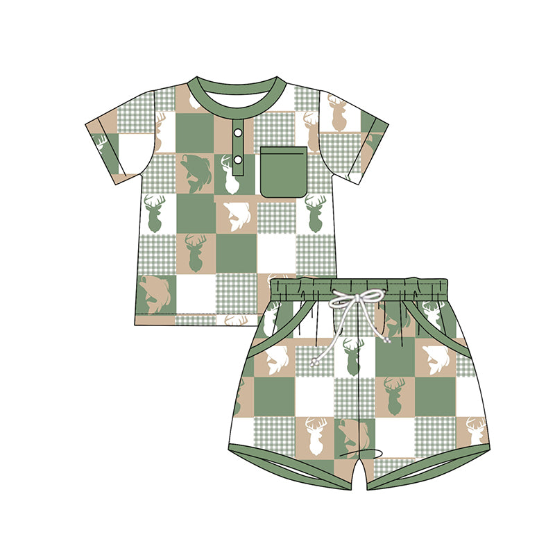 (Pre Order) No moq BSSO1573 PRE-ORDER baby boys clothes fishing short sleeve shorts set-2025.10.15