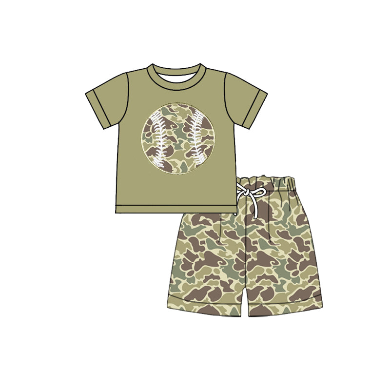 (Pre Order) No moq BSSO1595 PRE-ORDER baby boys clothes camouflage short sleeve shorts set-2025.10.20