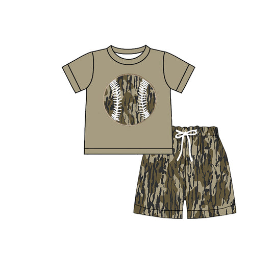(Pre Order) No moq BSSO1596 PRE-ORDER baby boys clothes camouflage short sleeve shorts set-2025.10.20