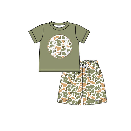 (Pre Order) No moq BSSO1600 PRE-ORDER baby boys clothes camouflage short sleeve shorts set-2025.10.20