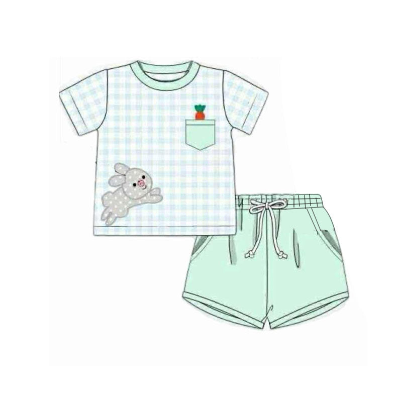 (Pre Order) No moq BSSO1614 Pre-order baby boy clothes easter short sleeve shorts sets-2025.10.24