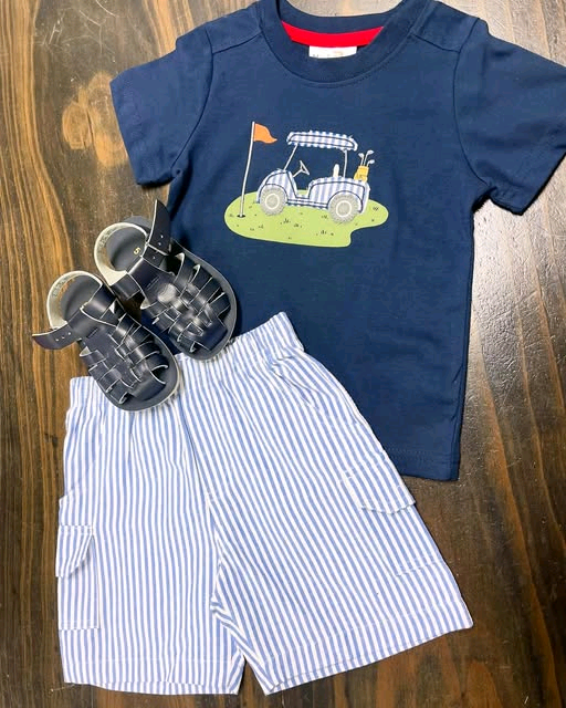 (Pre Order) No moq BSSO1615 Pre-order baby boy clothes navy blue short sleeve shorts sets-2025.10.24