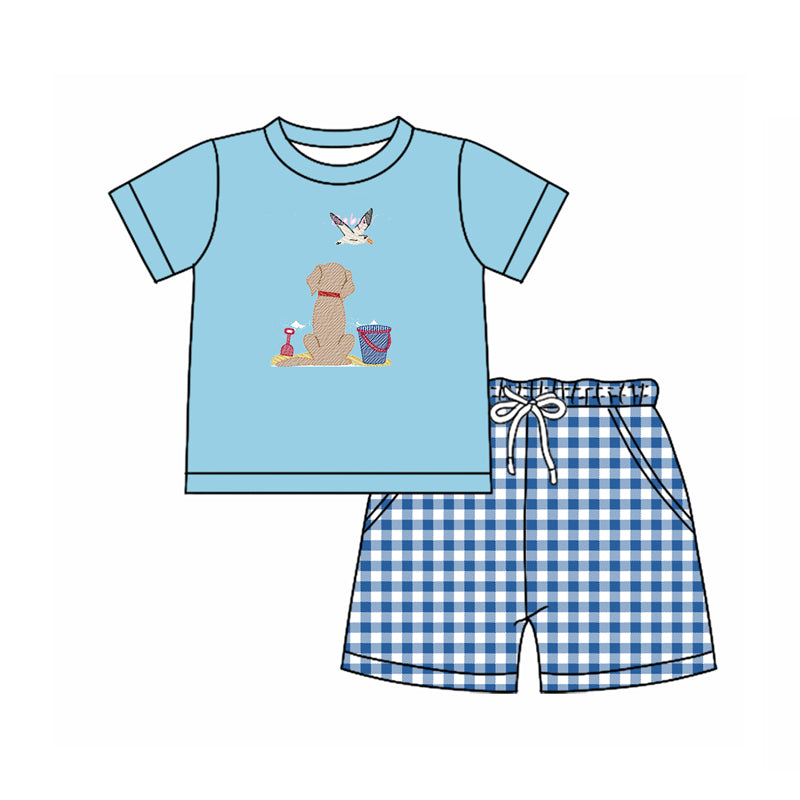 (Pre Order) No moq BSSO1623 Pre-order baby boy clothes puppy duck short sleeve shorts sets-2025.10.24