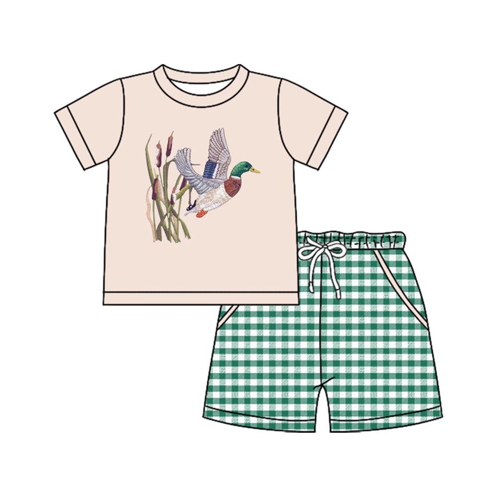 (Pre Order) No moq BSSO1638 Pre-order baby boy clothes duck short sleeve shorts sets-2025.10.31