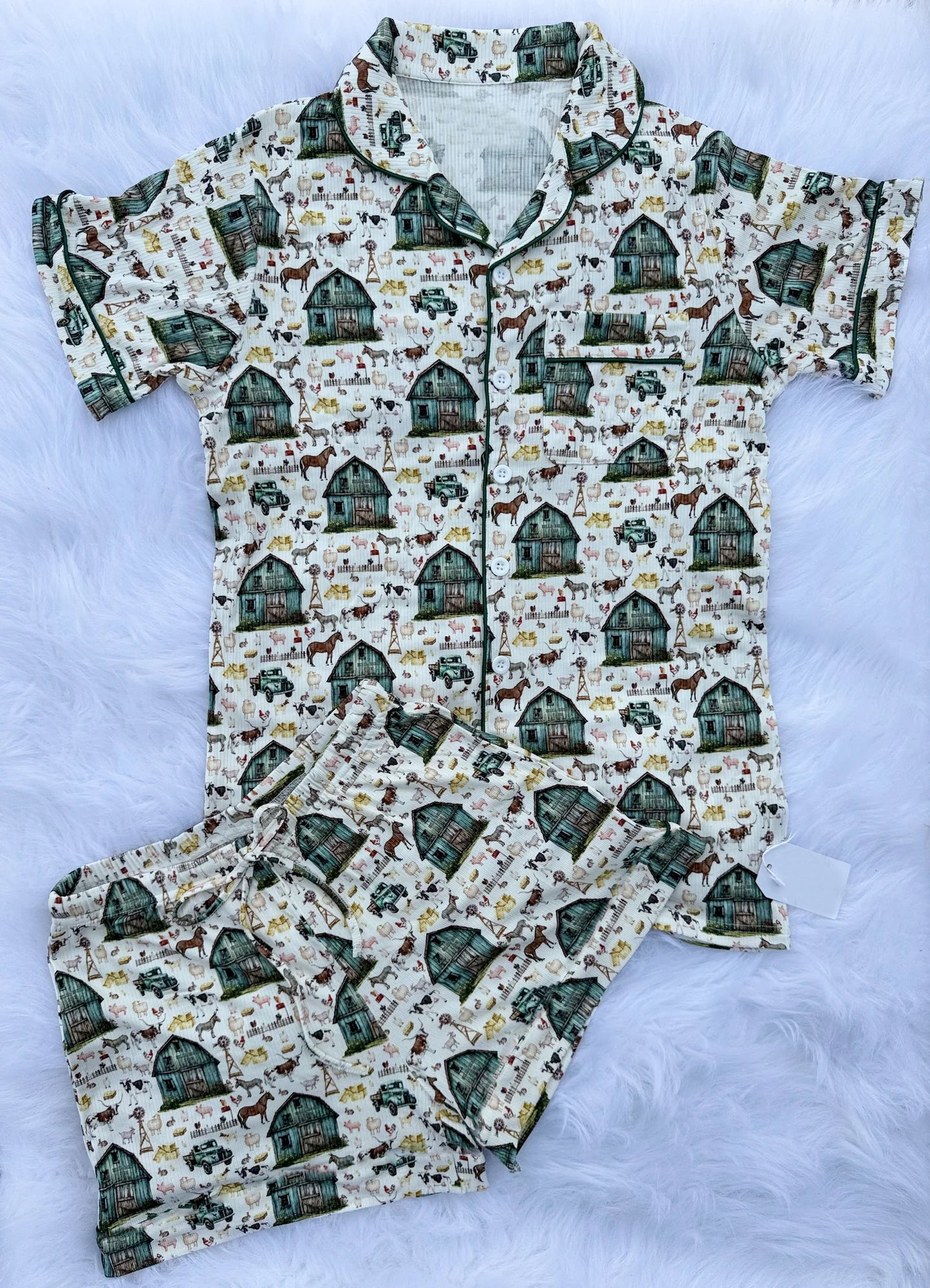 (Pre Order) No moq BSSO1643 Pre-order baby boy clothes farm horse short sleeve shorts sets-2025.11.3