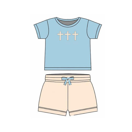 (Pre Order) No moq BSSO1662 Pre-order baby boy clothes easter short sleeve shorts sets-2025.11.11