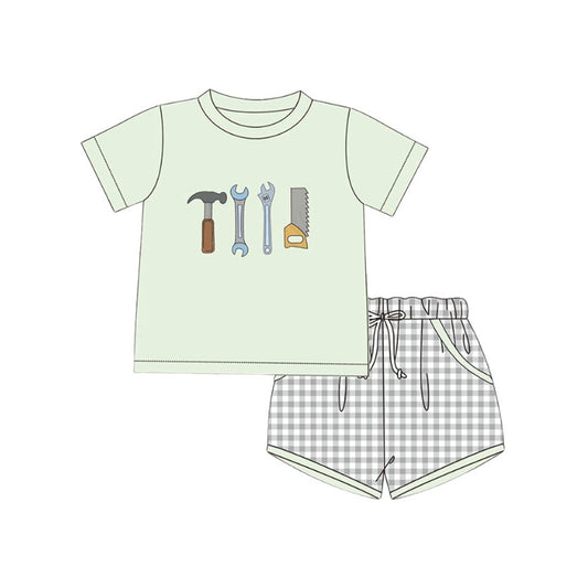 (Pre Order) No moq BSSO1664 Pre-order baby boy clothes tool short sleeve shorts sets-2025.11.12