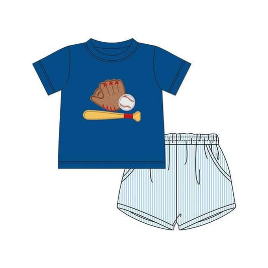 (Pre Order) No moq BSSO1670 Pre-order baby boy clothes baseball short sleeve shorts sets-2025.11.13