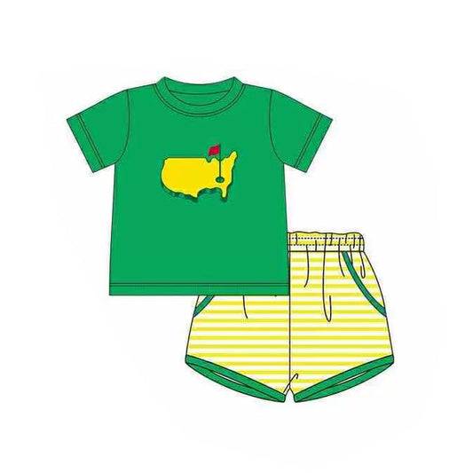 (Pre Order) No moq BSSO1673 Pre-order baby boy clothes green short sleeve shorts sets-2025.11.13
