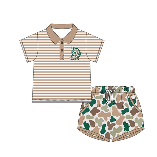 (Pre Order) No moq BSSO1675 Pre-order baby boy clothes bunny camouflage short sleeve shorts sets-2025.11.13