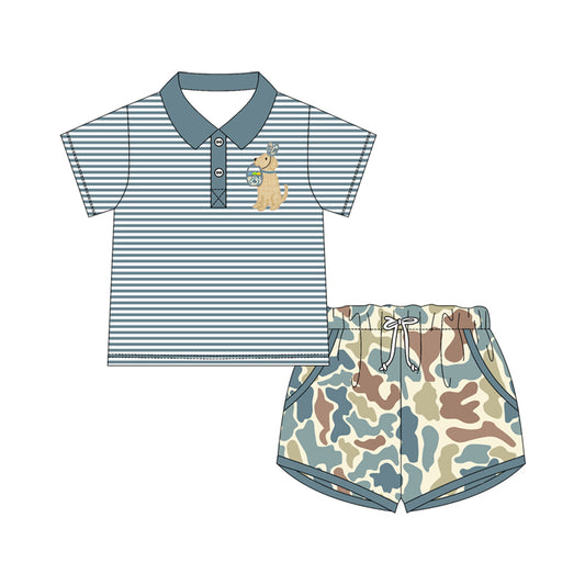 (Pre Order) No moq BSSO1679 Pre-order baby boy clothes easter camouflage short sleeve shorts sets-2025.11.13