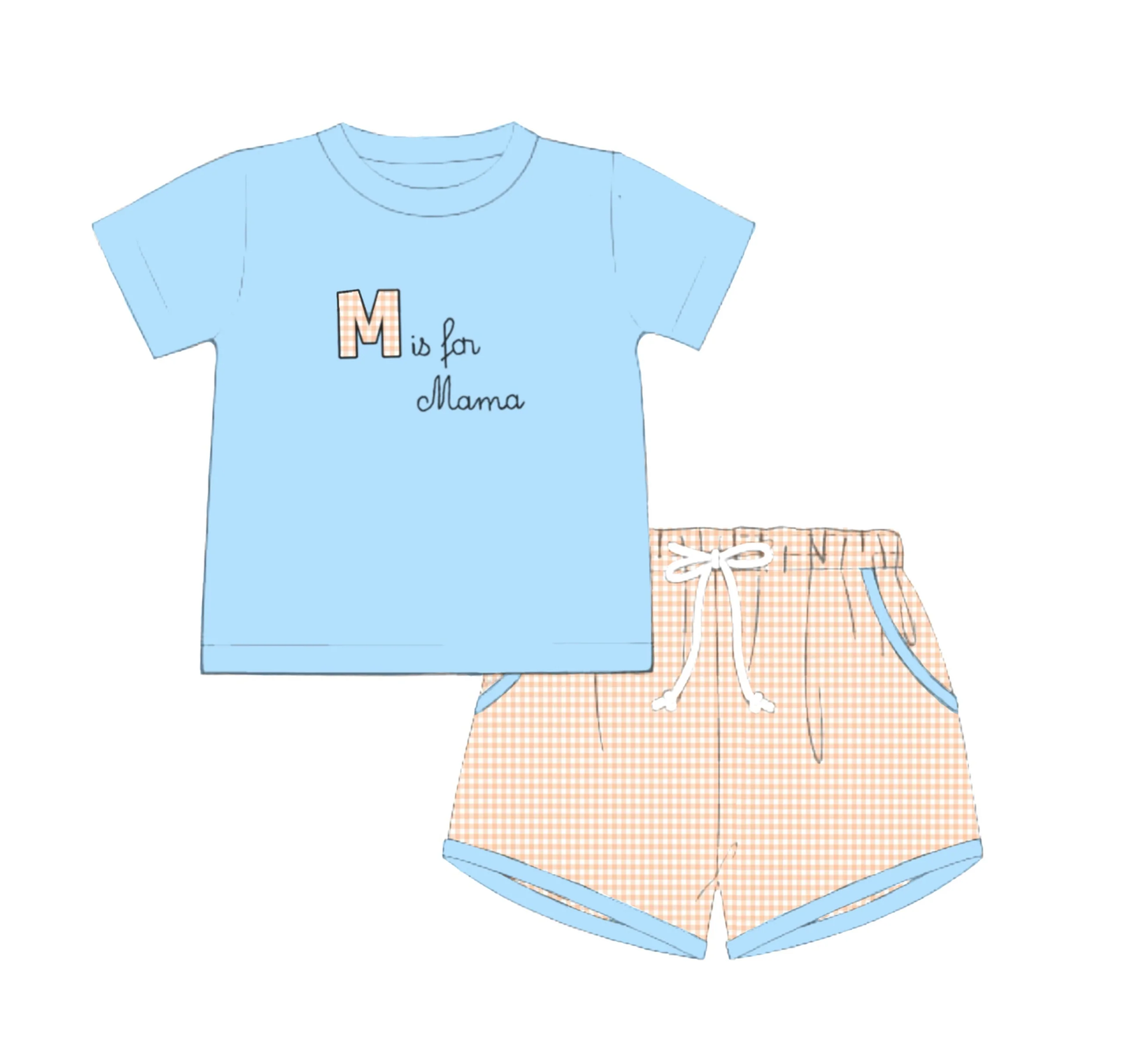 (Pre Order) No moq BSSO1689 Pre-order baby boy clothes blue short sleeve shorts sets-2025.11.14