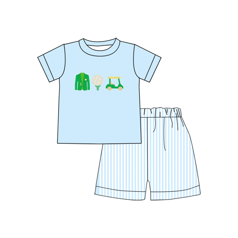 (Pre Order) No moq BSSO1696 Pre-order baby boy clothes blue short sleeve shorts sets-2025.11.15