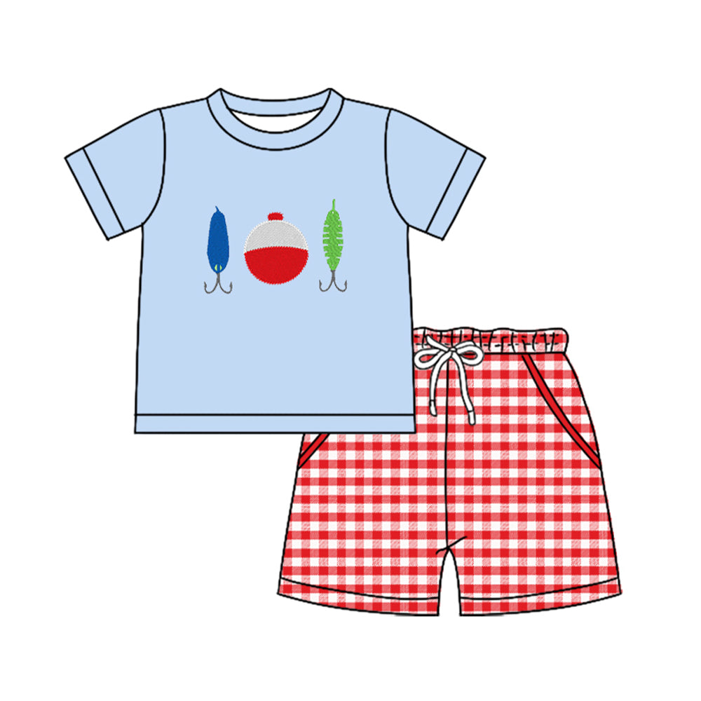(Pre Order) No moq BSSO1699 Pre-order baby boy clothes blue short sleeve shorts sets-2025.11.17