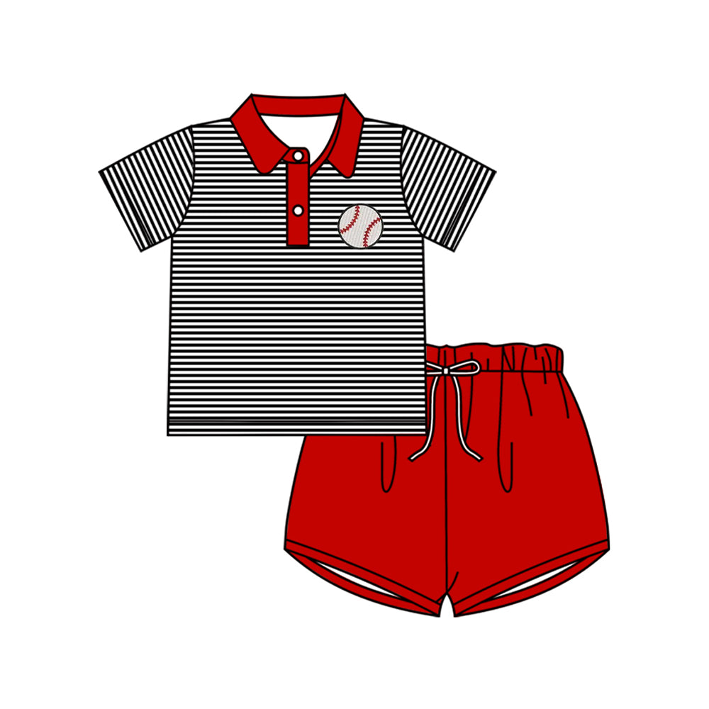 (Pre Order) No moq BSSO1701 Pre-order baby boy clothes baseball short sleeve shorts sets-2025.11.17