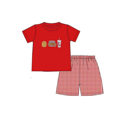 (Pre Order) No moq BSSO1712 Pre-order baby boy clothes red short sleeve shorts sets-2025.11.20