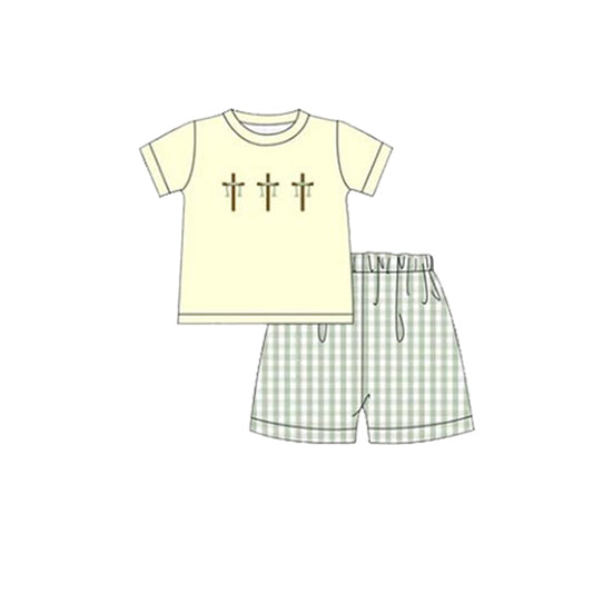 (Pre Order) No moq BSSO1717 Pre-order baby boy clothes easter short sleeve shorts sets-2025.11.21
