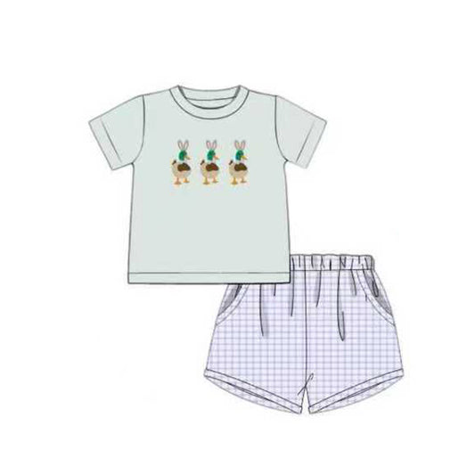 (Pre Order) No moq BSSO1719 Pre-order baby boy clothes easter bunny duck short sleeve shorts sets-2025.11.21