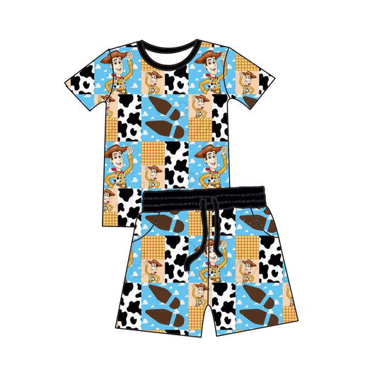 (Pre Order) No moq BSSO1724 Pre-order baby boy clothes cartoon short sleeve shorts sets-2025.11.22