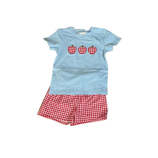 (Pre Order) No moq BSSO1725 Pre-order baby boy clothes apple short sleeve shorts sets-2025.11.22