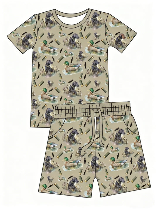 (Pre Order) No moq BSSO1727 Pre-order baby boy clothes duck short sleeve shorts sets-2025.11.24