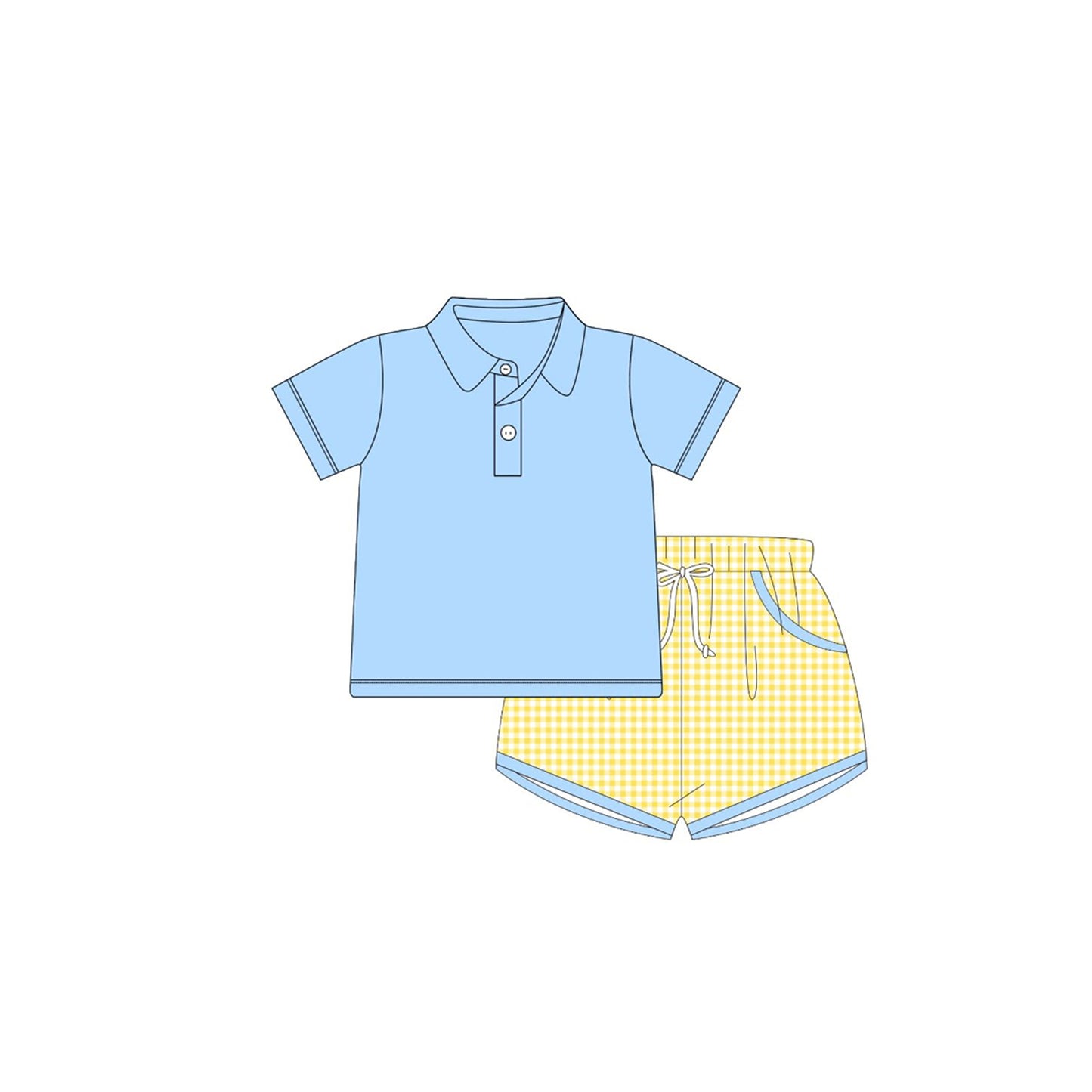 (Pre Order) No moq BSSO1729 Pre-order baby boy clothes blue short sleeve shorts sets-2025.11.24