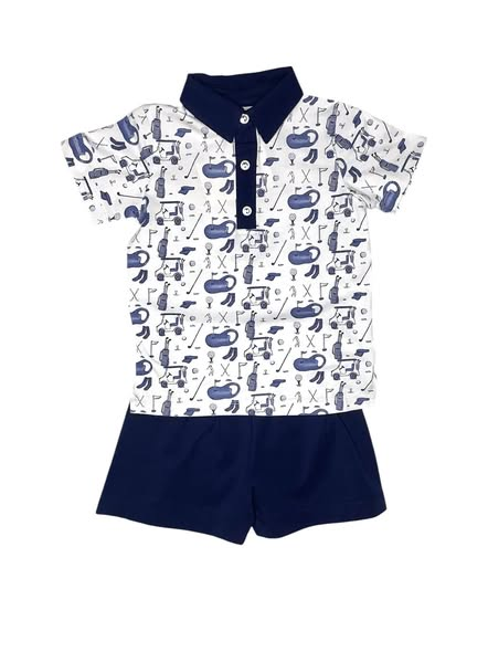(Pre Order) No moq Pre-order baby boy clothes navy blue short sleeve shorts sets-2025.11.27