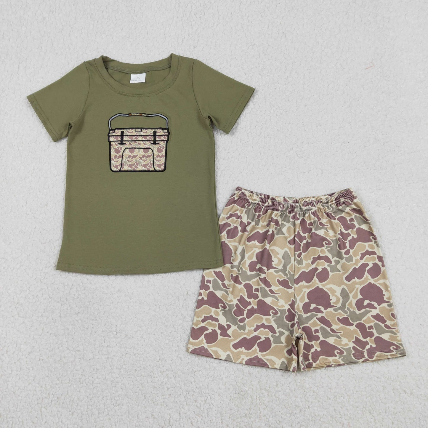 RTS NO MOQ sibling baby boy clothes embroidery camouflage short sleeve Clothes Sets and rompers