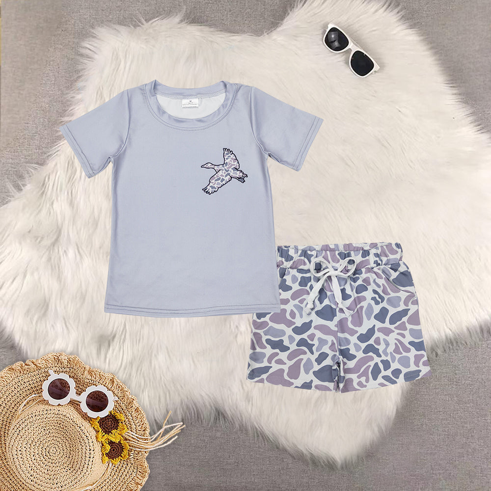 RTS NO MOQ Sibling baby boys Clothes camouflage short sleeve shorts Sets