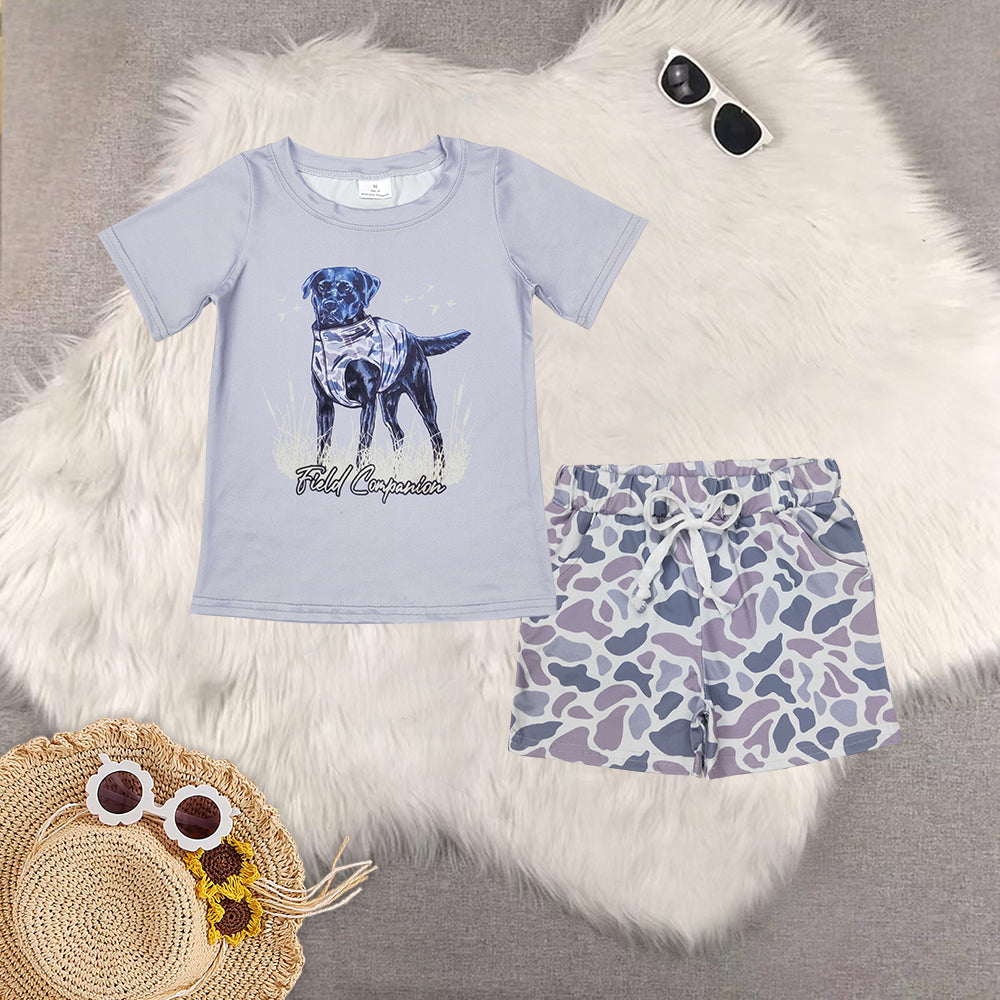 RTS NO MOQ Sibling baby boys Clothes camouflage short sleeve shorts Sets