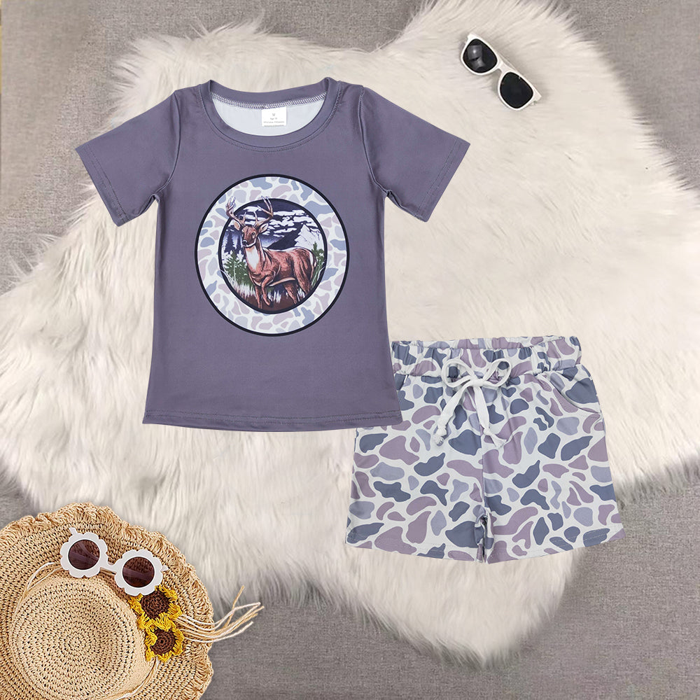 RTS NO MOQ Sibling baby boys Clothes camouflage short sleeve shorts Sets