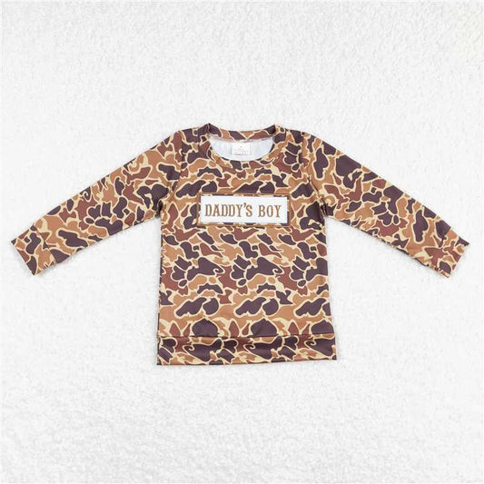 RTS NO MOQ（In Stock) BT0477 Embroidered DADDY BOY Camouflage Long Sleeve Top