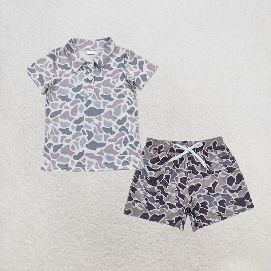 RTS NO MOQ baby boys clothes duck Short Sleeve Suit  & Top and swimtrunks