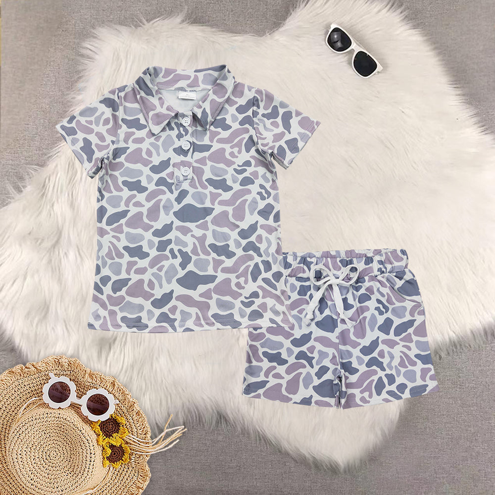 RTS NO MOQ Sibling baby boys Clothes camouflage short sleeve shorts Sets
