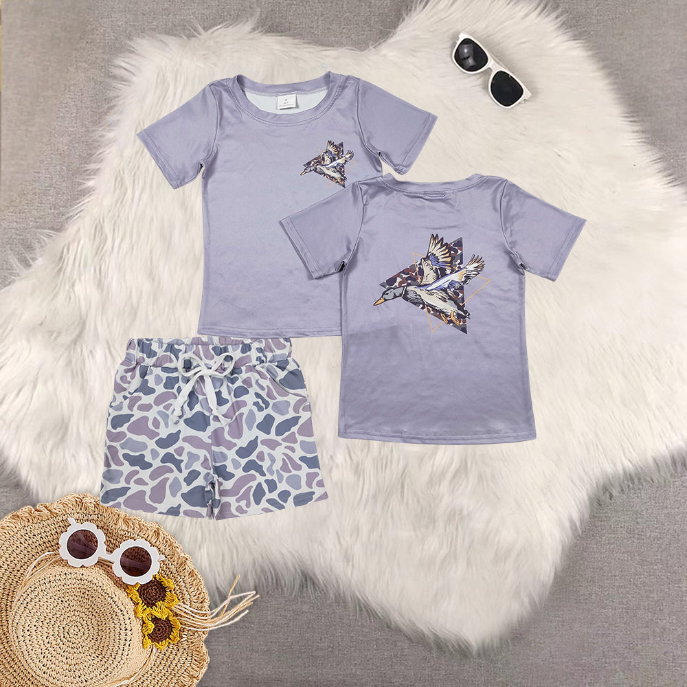 RTS NO MOQ Sibling baby boys Clothes camouflage short sleeve shorts Sets