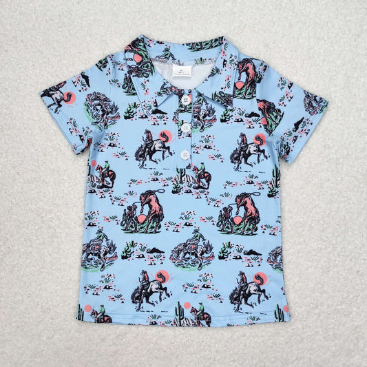 rts no moq BT0661 Riding light blue short-sleeved top