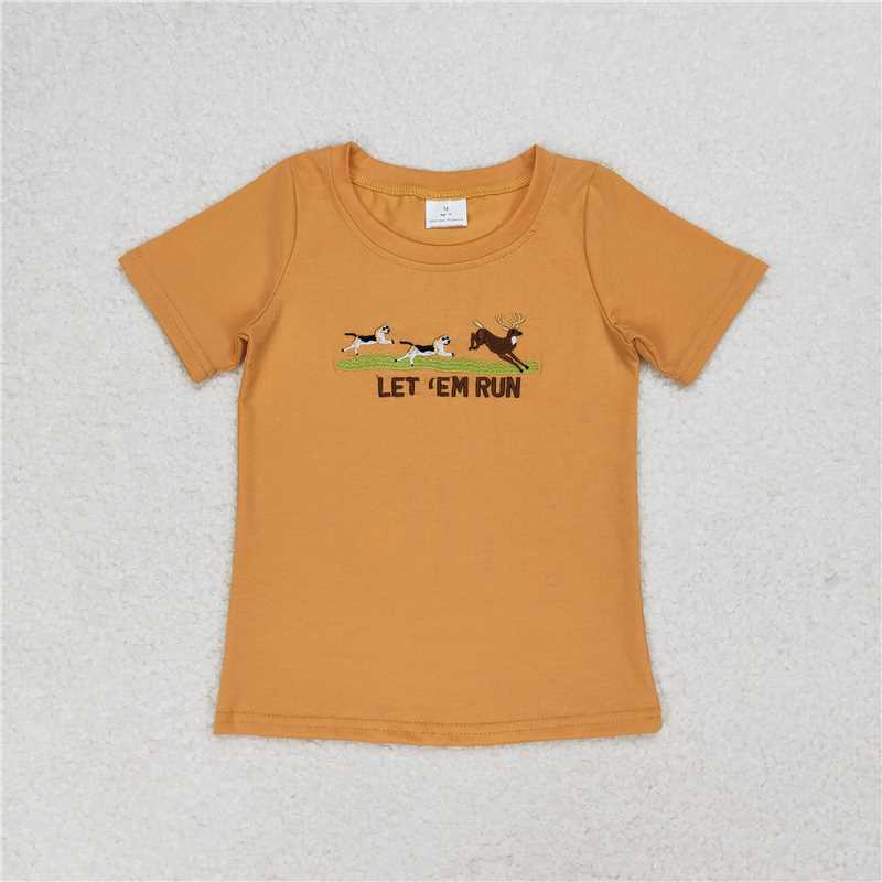 3/6M-7/8T RTS NO MOQ（In Stock) Embroidered puppy short-sleeved top