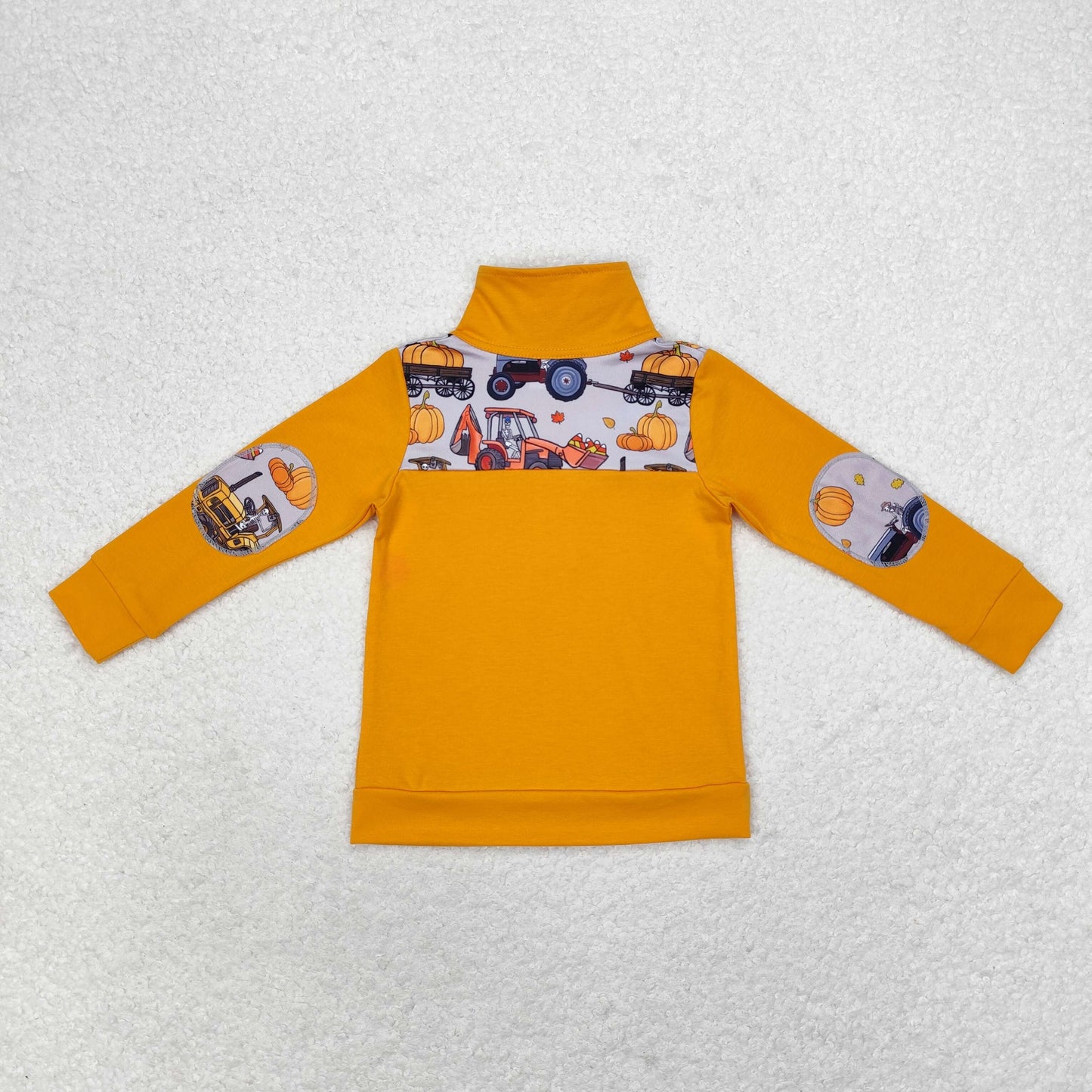 rts no moq BT0695 Pumpkin truck tractor orange gray zipper long-sleeved top