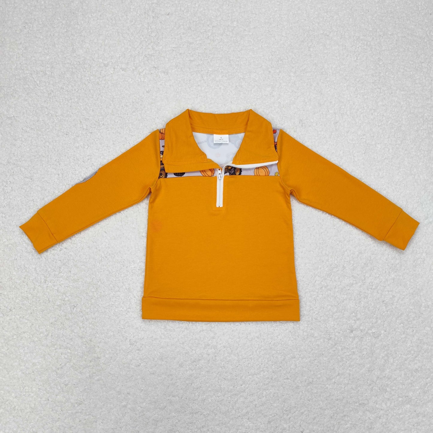 rts no moq BT0695 Pumpkin truck tractor orange gray zipper long-sleeved top