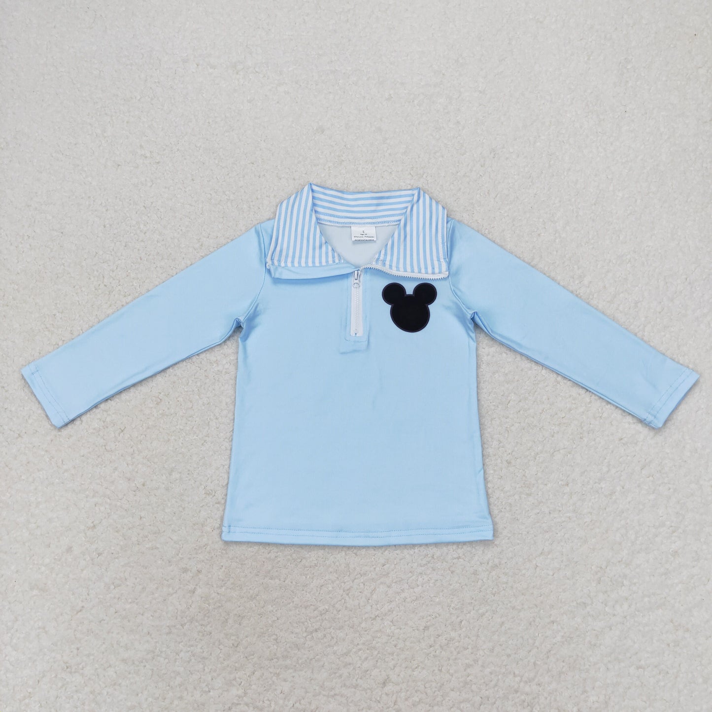 rts no moq BT0708 Mickey blue zipper long-sleeved top
