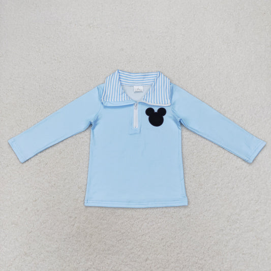 rts no moq BT0708 Mickey blue zipper long-sleeved top