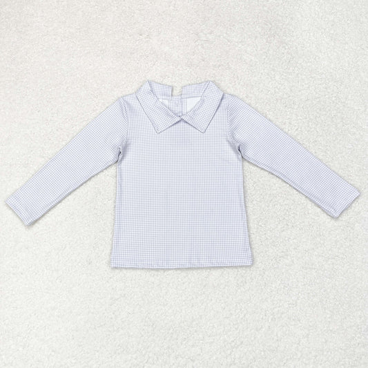 rts no moq BT0752 Blue plaid doll collar long-sleeved top