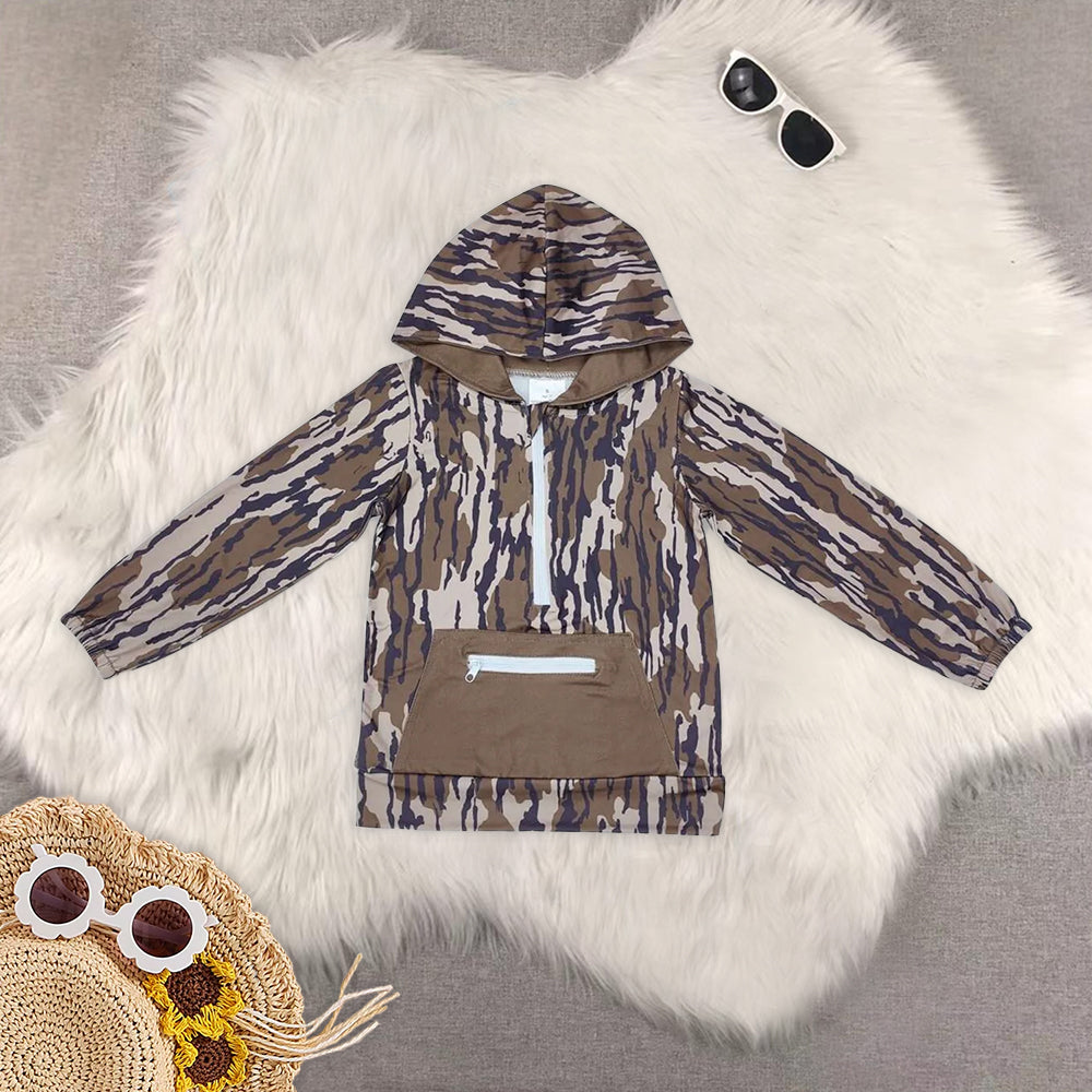 RTS NO MOQ Baby kid Camouflage pullover hooded long sleeve top