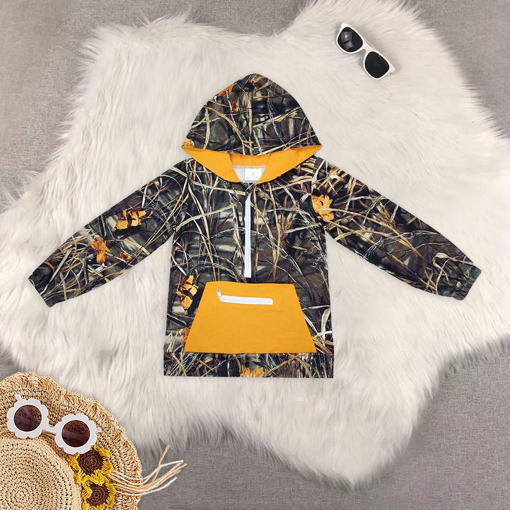 RTS NO MOQ Baby kid Camouflage pullover hooded long sleeve top