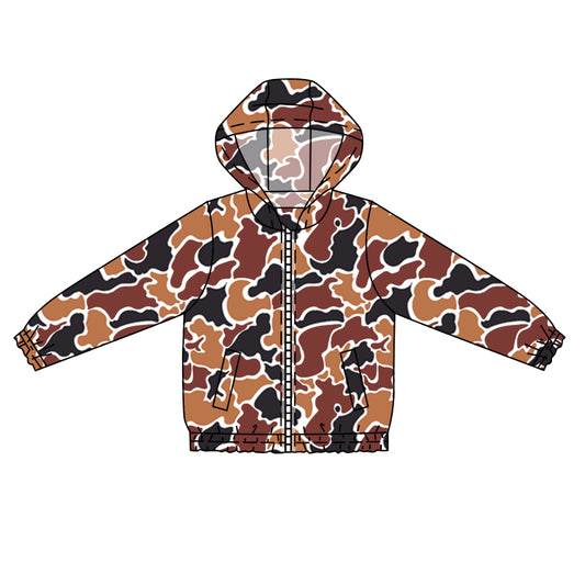 NO MOQ sales BT0794 baby boys clothes camouflage brown hooded Long Sleeve Top-2024.7.23