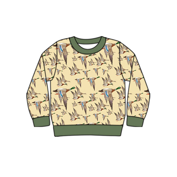 No moq BT0804 pre-order toddler boys clothes duck green long sleeve winter top shirt 2024.8.1